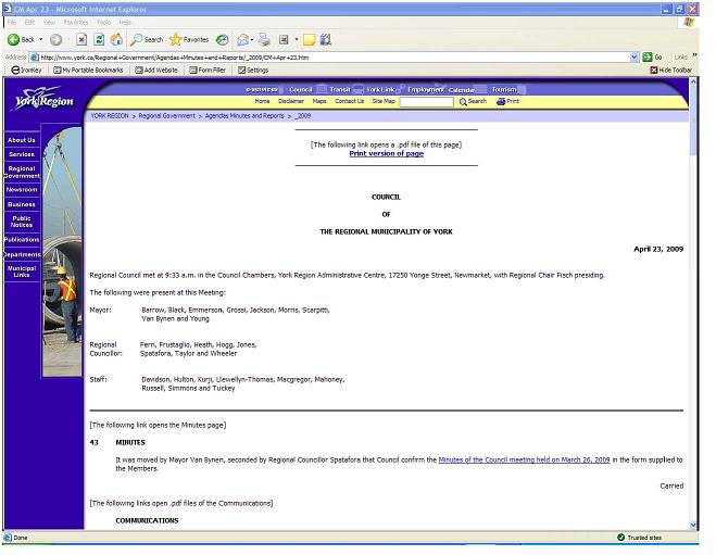 Screenshot of the Minutes