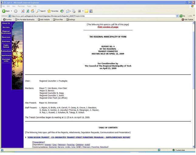 Screenshot of the Report